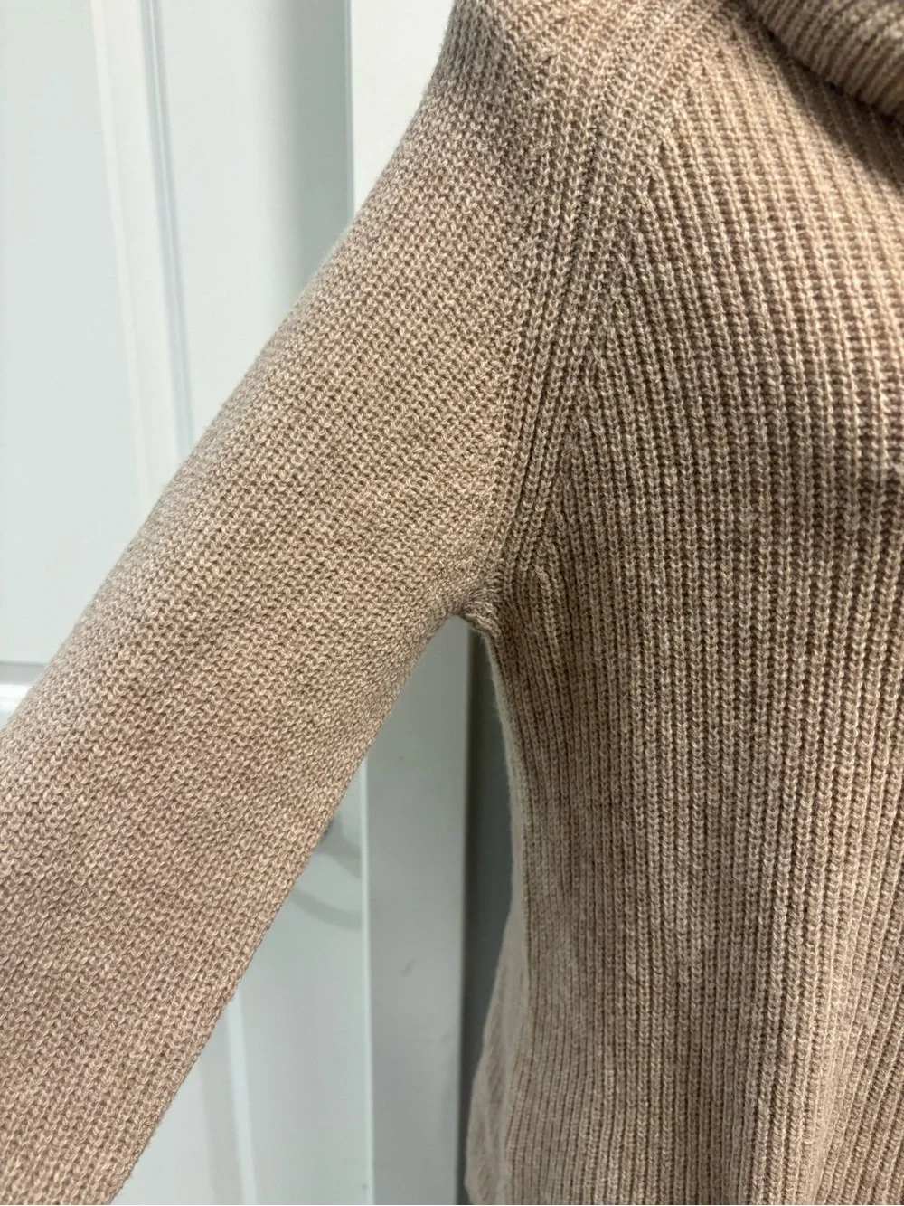 NWT Tahari Merino Wool Blend Taupe Cowl-Neck Sweater - Picture 4 of 12
